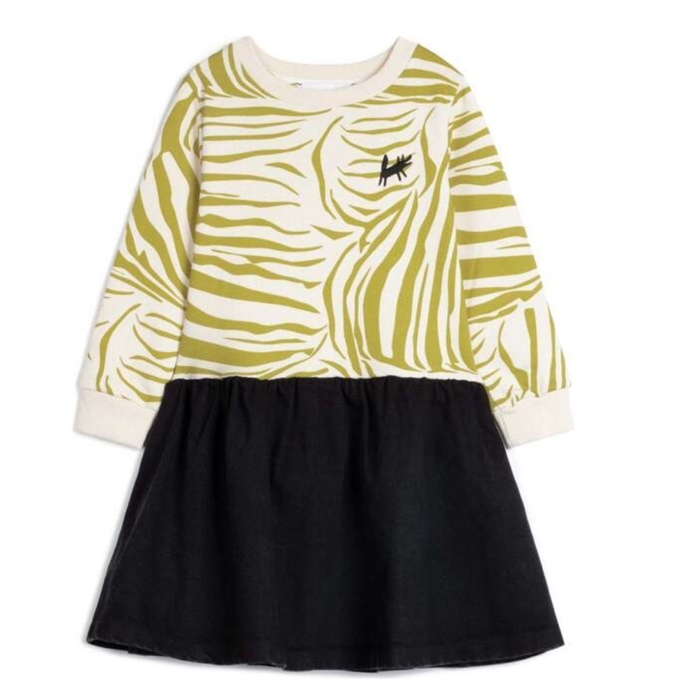 WOLF & RITA Mercedes Long Sleeve Fleece Dress Zebra Olive size 10